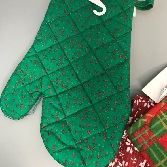 Vintage NOS 4pc Christmas holiday oven bake mitten gloves bundle - Picture 7 of 10